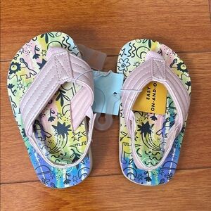 Cat & Jack Pink Sandals with Tropical Print
